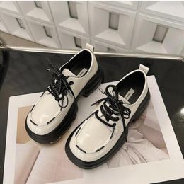 Dress Shoes 35-40 Womens Cowhide Leather Female Spring/autumn Lace-up Solid British Style Leisure Fashion Ladies Footwear Hw70