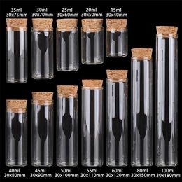 15ml 25ml 30ml 35ml 40ml 45ml 50ml 55ml 60ml 80ml 100ml Small Glass Test Tube with Cork Stopper Bottles Jars Vials 24 pieces 22010184S