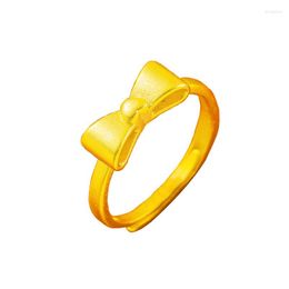 Wedding Rings 2023 Fashion Cute Smooth Copper Colour For Women Yoga Prayer Meditation Bowknot Finger Jewellery Gifts