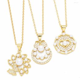 Pendant Necklaces V&YIDOU Spiritual Cute Pearl Flower Necklace For Women Fashion Simple Geometric Round Wholesale