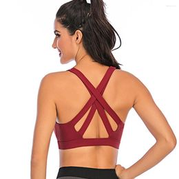 Yoga Outfit High Impact Sports Bras For Female Fitness Active Wear Back Strappy Shockproof Brassiere Women Running Athletic Crop Top