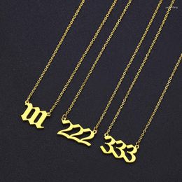 Chains Stainless Steel Gold Colour Angel Number Pendant Necklace 111 To 999 For Women Men Lucky Chain Necklaces Jewellery Gift