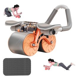 Ab Rollers Fitness Automatic Rebound Belly Wheel With Elbow Support Flat Plate Gym Workout Abdominal Roller Knee Pad 230801