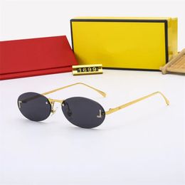 Designer óculos de sol homens moda f óculos de sol mulheres luxo oval frameless férias praia óculos uv400 designer óculos de sol com caixa