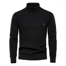 Men's Sweaters Winter Sweater Solid Colour Half High Neck Tight Casual Pullover Business High-quality Knitted Cotton