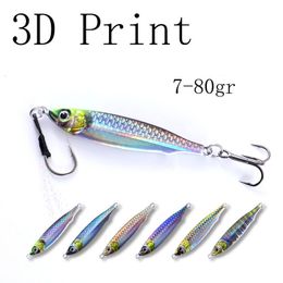 Baits Lures 3D Print Metal Jig Fishing Shore Jigging Sea Slow lifelike Micro Jigg Ultra Slim Spoon Laser Artificial Bait 230802