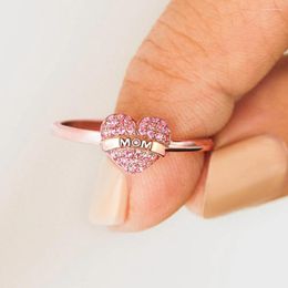 Cluster Rings Arrival Finger Cute Rhinestone Deco Love Heart Shape Universal Ring I Mom Elegant Gift Jewellery Mother's Day Gifts