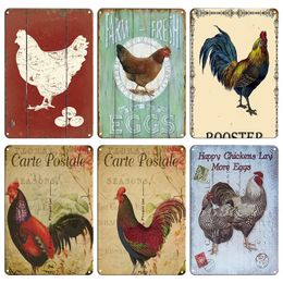 Vintage Chicks Metal Poster Retro FarM Tin Sign Decor Chicken Egg Rusty Metal Plate Decorative Plaque Sign Wall Decor Animal Iron Painting 30X20CM w01