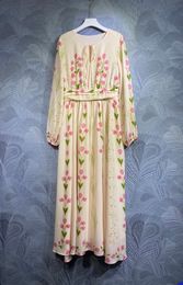 European Station French Designer Vintage Dress Printed Large Swing Dress 2023 New Summer July