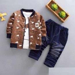 Kleidung Sets Jacke Kinder Anzüge Outfit Set Infant Casual Mantel Tops Hose 3 stücke Mode Kleidung Baby Für Jungen Drop lieferung Kinder Mate DHV5W