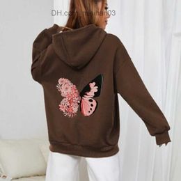 Men's Hoodies Sweatshirts Harajuku Y2K Autumn Women's Hoodie Sweater Butterfly Petal Print Long Sleeve Loose Jacket Women's Vintage Zipper Hoodie Coat Z230802