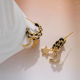 Hoop Earrings Fashion Classic Geometric Women Dangle For Girls Gold Color Star And Moon Female Jewelry