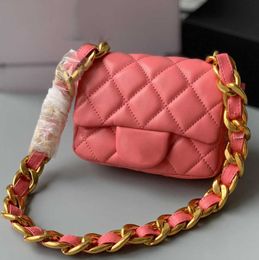 CC Shoulder Bag France Womens Clasic Mini Flap Square Quilted Lambskin Genuine Leather Thick Chain Outdoor Sacoche Luxury Designer Purse