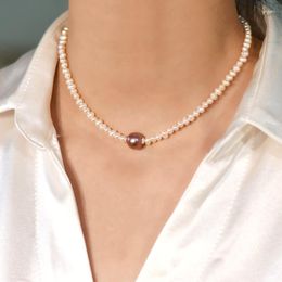 Chains Natural Freshwater Pearl Purple Necklace Fashion Chocker Jewelry For Women