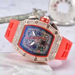 2023 Quartz Watch Luxury band Luminous Waterproofing openwork Stainless Steel rubber Stone dial Men Wristwatch 44MM des