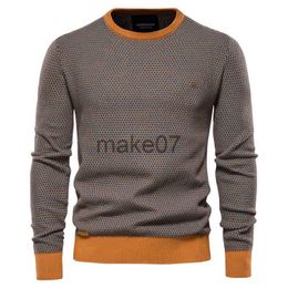 Men's Sweaters Men's sweater Men round neck Colour blocking cotton knitwear Fashion casual slim pullover Spring and Autumn men's stripe sweater J230802