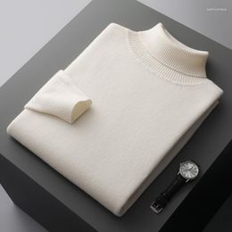 Men's Sweaters Merino Wool Sweater Turtleneck Thickened Tops Autumn Winter Soft Warm Casual Solid Color Knitted Pullover
