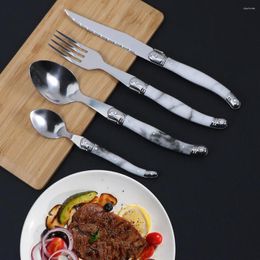 Dinnerware Sets Stainless Steel Flatware Imitation White Marbling Handle Cutlery Set Luxury Table Knife Fork Gift Cutleries Kitchen Supplies