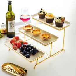 Plates 10 Sets Ceramic Plate Cupcake Stand Buffet Display Rack Fruit Pizza TraysThree Layer Folding Rotary Dessert Table Decoration