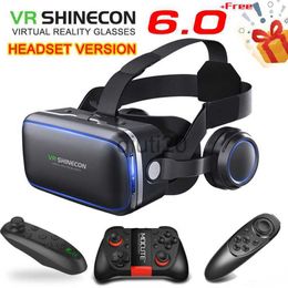VR Glasses Original VR shinecon 6.0 headset version virtual reality glasses 3D glasses headset helmets smartphone Full package + controller x0801