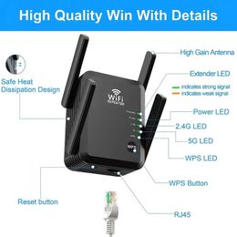 1pc WiFi Extender Booster Repeater For Home & Outdoor, 1200Mbps And 45+ Devices, WiFi 2.4&5GHz Dual Band WPS WiFi Signal Strong Penetrability, 360° Coverage
