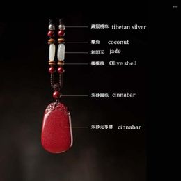Pendant Necklaces Cinnabar Necklace Lucky Talisman Amulet Men's Women's Jewelry With Jade Cord