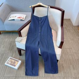 Women's Jeans S-5XL Oversized Casual Fashion Loose Wide Leg Pants Autumn Female Vintage Denim Suspender Trousers