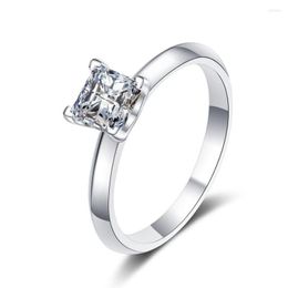 Cluster Rings Wholesale Selling Quality Eternity Moissanite Princess Cut Ring 925 Sterling Silver For Women Jewelry