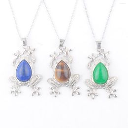 Pendant Necklaces Frog Animal Shape Charm Natural Stone Pendants For Women Exquisite Clavicle Dinner Party Accessories Jewellery TBN496