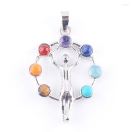 Pendant Necklaces 10Pcs Jewelry Multicolor Natural Gem Stone God Art Healing Reiki Chakra Charm Bead For Necklace IN3270