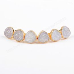 Stud Earrings BOROSA 5Pair/lot Fashion Charm Gold Colour 12mm Triangle Natural Titanium AB Crystal Druzy Geode G0881