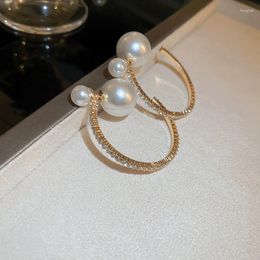 Hoop Earrings Fashion Crystal For Women Personality Statement Pearl C Shaped Pendientes Jewelry Brincos Wedding
