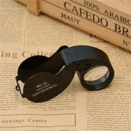 40X Portable Folding Magnifier Loupe Illuminated Magnifier Magnifying Glass Jewellery Coins Stamps Antiques with LED light JL1745