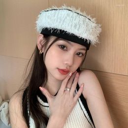 Berets 2023 Summer Hats Women Beret Vintage Burrs Fashion Female Breathable White Hat Solid Color Gorros