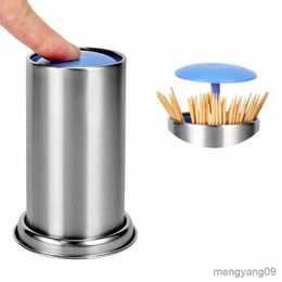 2pcs Toothpick Holders Stainless Toothpick Holder Secret Stash Cure Dent Toothpick Dispenser Automatic Cotton Swab Decoration R230802