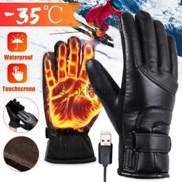 Ski Gloves Electric Heated Gloves Rechargeable USB Hand Warmer Heating Gloves Winter Motorcycle Thermal Touch Screen Bike Gloves Waterproof J230802