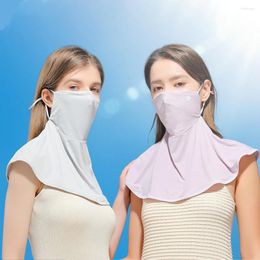Scarves Summer Sunscreen Scarf Silk Anti-ultraviolet Hanging Ear-wearing Breathable Sunshade Shawl Neck Protection Women's Mask