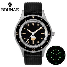 Wristwatches RDUNAE 40mm Watches For Men NH35 movement Automatic Mechanical Diving Watch TR900 Retro C3 Luminous Barracuda Sapphire Glass 230802