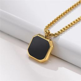 Pendant Necklaces Modyle Fashion Gold Colour Stainless Steel Geometric Square For Men Punk Vintage Wedding Male Jewellery Gifts