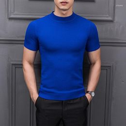 Men's Sweaters Short Sleeve Autumn Winter Turtleneck Sweater Male Korean Version Casual All-match Knitted Bottoming