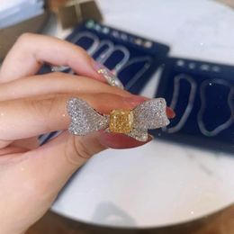 Jewelry Pouches Diamond High Sense Yellow Bow Ring Female Mouth Colorfast Temperament Wholesale