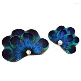 Hair Clips AHO194(1) Bohemian Natural Peacock Feather Imitation Pearl Bridal Clip Hairpin Headwear Wedding Accessories Dress