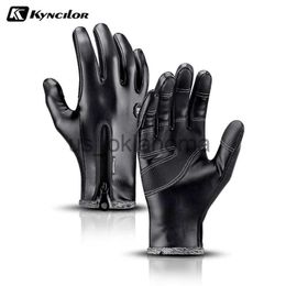 Ski Gloves Winter Gloves Men Women Warm Thermal Fleece Leather Gloves with Zipper Windproof Waterproof Ski Snow Snowboard Touch Gloves J230802