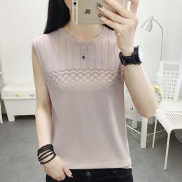 Women's Tanks Women Knitted Crop Top Female Loose Tank Tops Ladies 4XL Round Neck Sexy Cotton Sleeveless Summer Y853