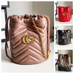 Designer Purse Women's Shoulder Bags Tether Rope Leather Bucket Crossbody Mini Phone Bag Wallet Designer