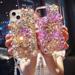 Cell Phone Cases Luxury 3D Flower Butterfly Bling Cases for Xiaomi Redmi Note 11 11s 10s 9s 10 9 8 Mi 10T 11T Poco X5 X3 NFC Pro Pink Purple L230731