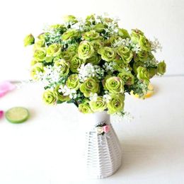 Decorative Flowers 15 Heads Artificial Roses Flower Wedding Party Scene Layout Supplies Living Room Desktop Decorate Fake Floral