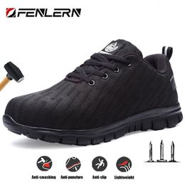 Safety Shoes FENLERN Work Sneakers Steel Toe Shoes Men Safety Shoes Puncture-Proof Work Shoes Boots Fashion Indestructible Non-Slip Work Shoe 230801