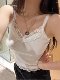 Women's Tanks Women White Lace Camis 2023 Fashion Summer Vintage Ladies Sexy Slim Crop Tops Female Cute Tank