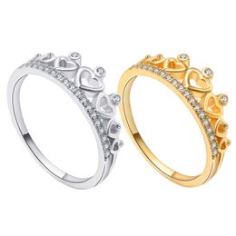 2023 New Retro S925 Sterling Silver Personalized Exaggerated Creativity Fashion Exquisite Crown Love Full Diamond Women's Ring